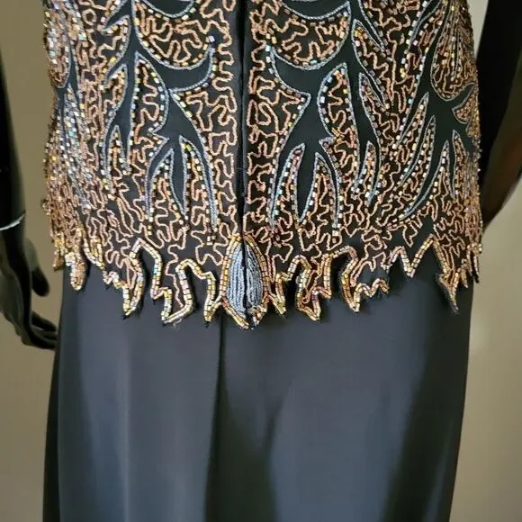 Vintage Laurence Kazar Silk Embroidered and Beaded Top Evening Wear - Picture 3 of 6